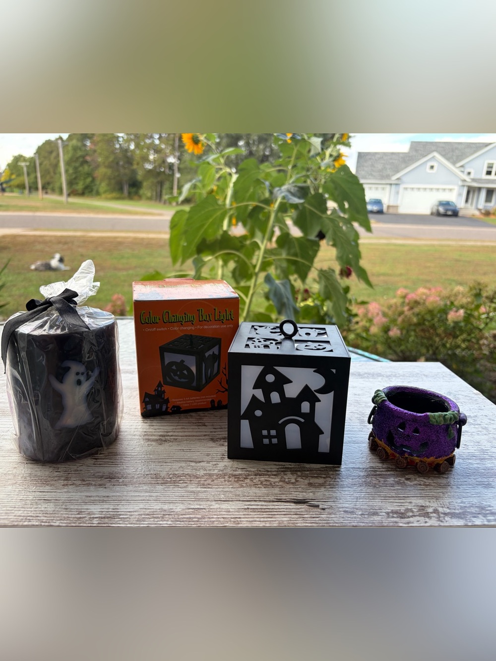 Halloween Decor Lot- 4” Ghost Candle, Tea Light, Color Changing Light Box